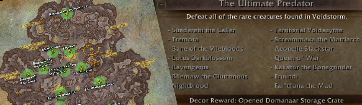 The Ultimate Predator: Voidstorm Rare Locations